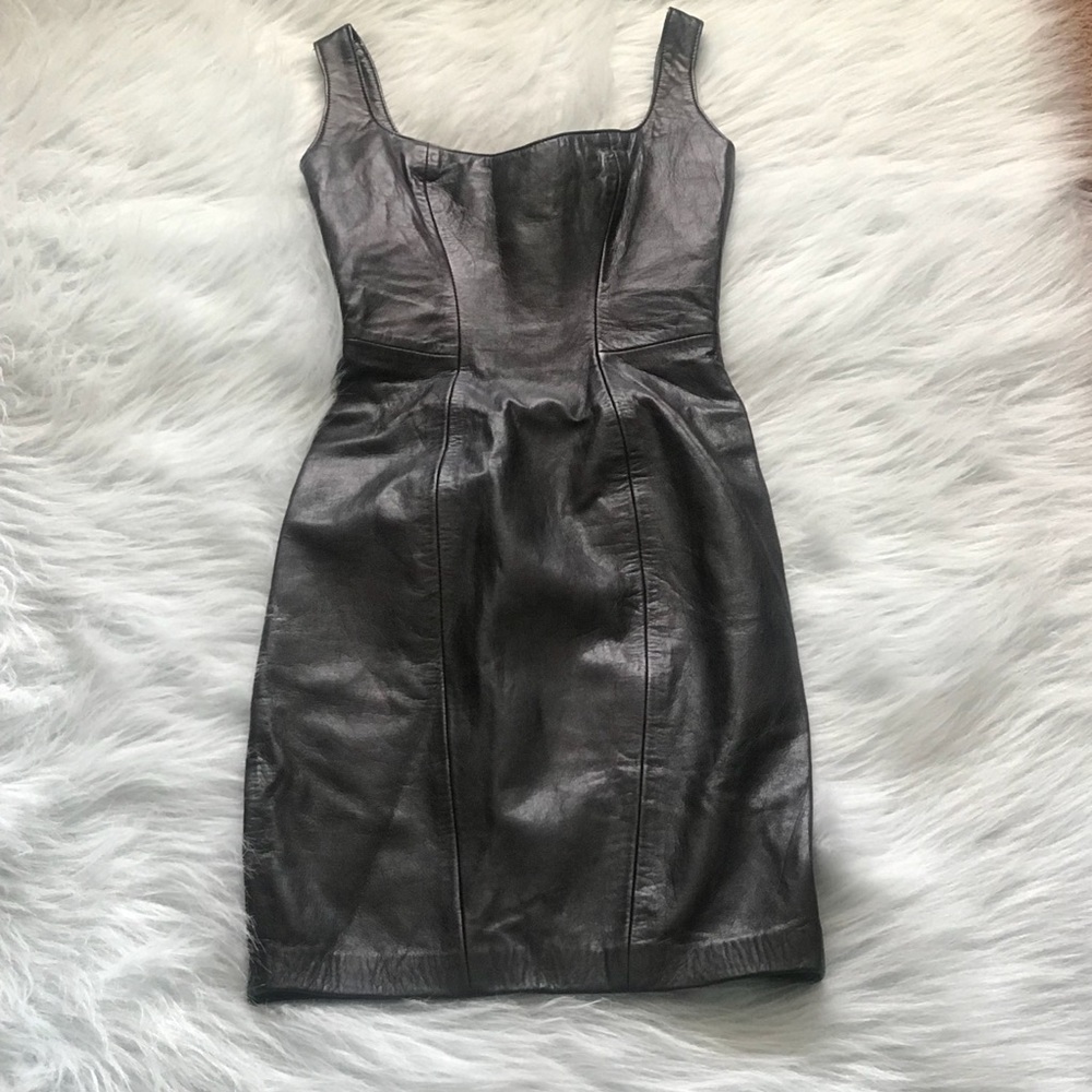 Vintage Micheal Hoban Black Leather Dress XS